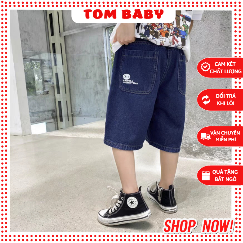 QUẦN JEAN NGỐ CHỮ DÁNG THỂ THAO NĂNG ĐỘNG MÙA HÈ CHO BÉ TRAI