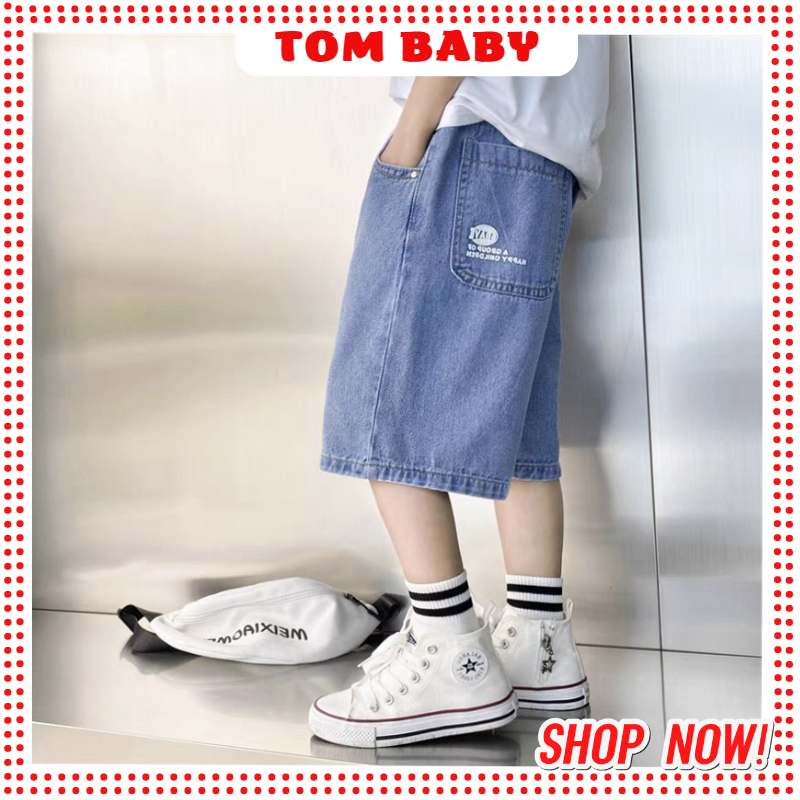 QUẦN JEAN NGỐ CHỮ DÁNG THỂ THAO NĂNG ĐỘNG MÙA HÈ CHO BÉ TRAI