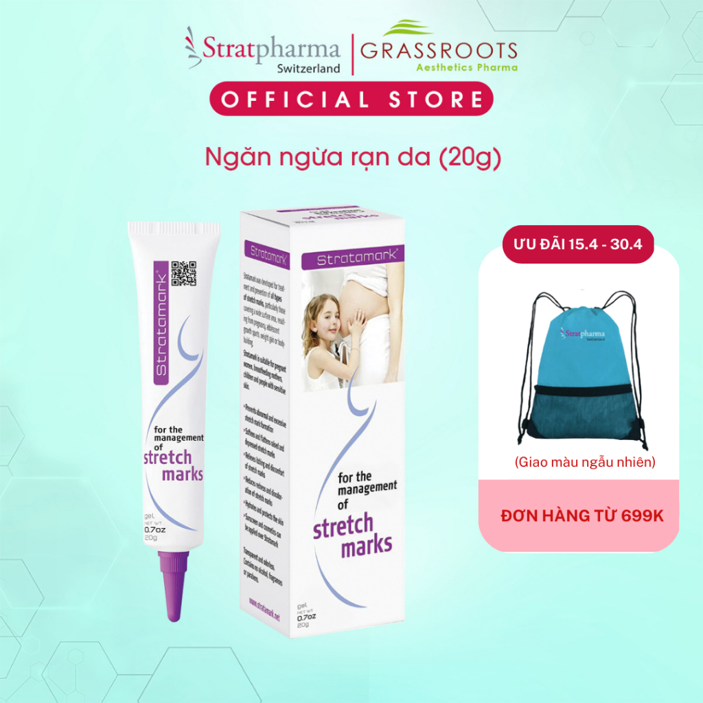 Gel Silicone ngăn ngừa và làm mờ rạn da Stratamark 20g