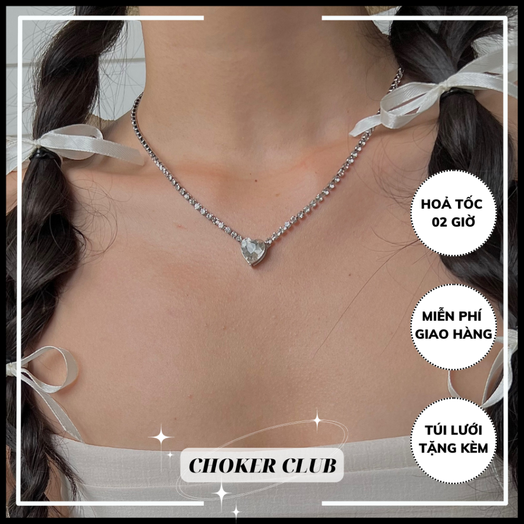 Dây chuyền đính đá mặt trái tim đá N206 Choker Club