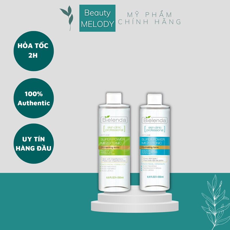 Toner Bielenda Super Power Mezo Tonic Skin Clinic Correcting làm căng bóng, mờ thâm/ Moisturizing cấp nước, dưỡng ẩm