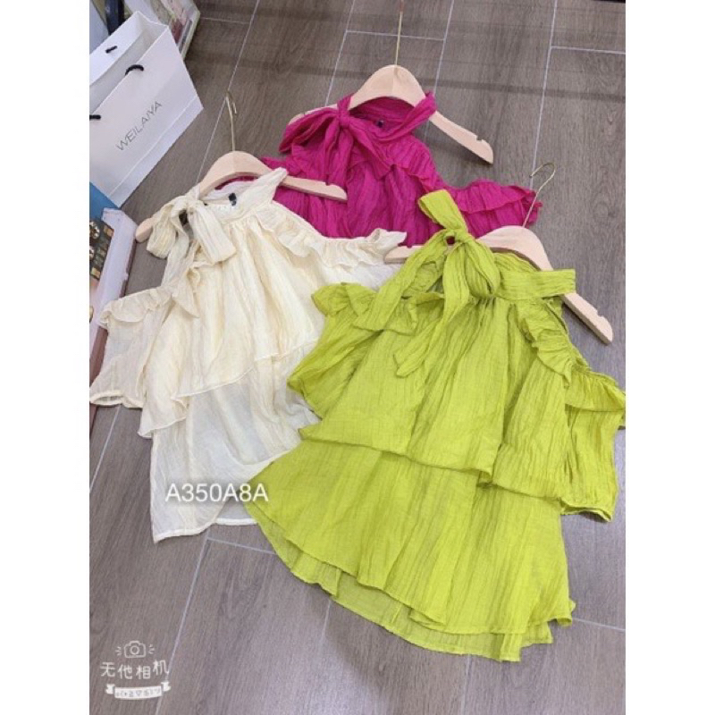 Áo Yếm Tầng trễ Vai Vải Đũi, Áo Babydoll yếm cắt vai der.yunni