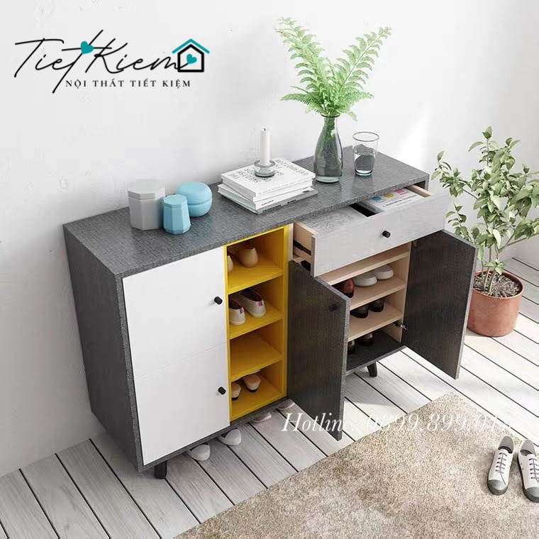 Tủ giày gỗ thông minh cánh lật đa năng ngang 1m2 sức chứa lớn Noithattietkiem TG88889