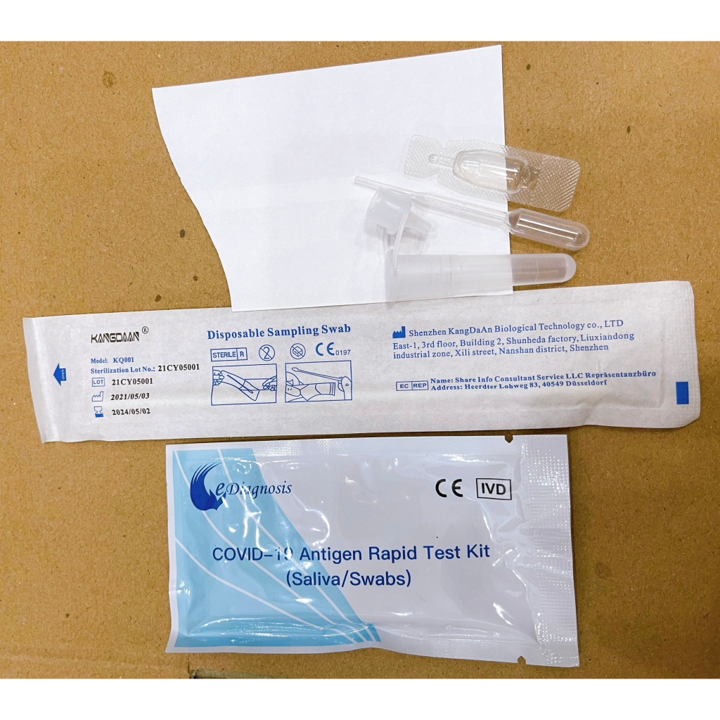 COMBO Một hộp 20 bộ kit test nhanh covid bằng nước bọt và dịch mũi 2in1 công nghệ Đức  | Antigen Rapid EDiagnosis Wuhan