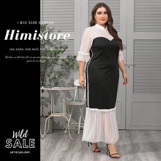 Đầm Dạ Hội Big Size Basic Trắng Đen Thương Hiệu Himistore . HM552