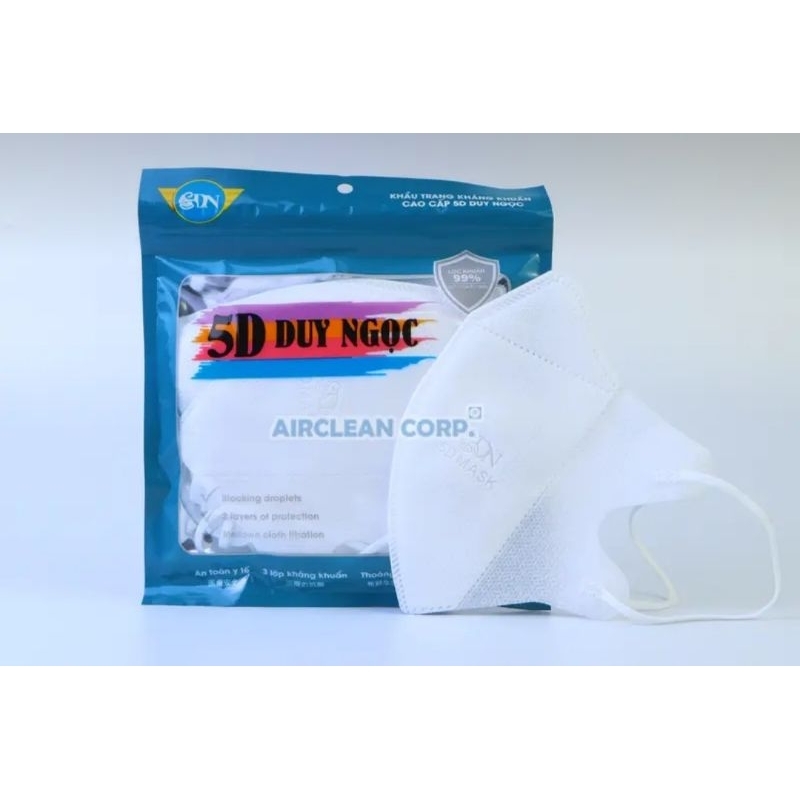 Hộp 100 chiếc Khẩu trang Duy Ngọc 5D mask ( Hộp 10 túi = 100 Chiếc)