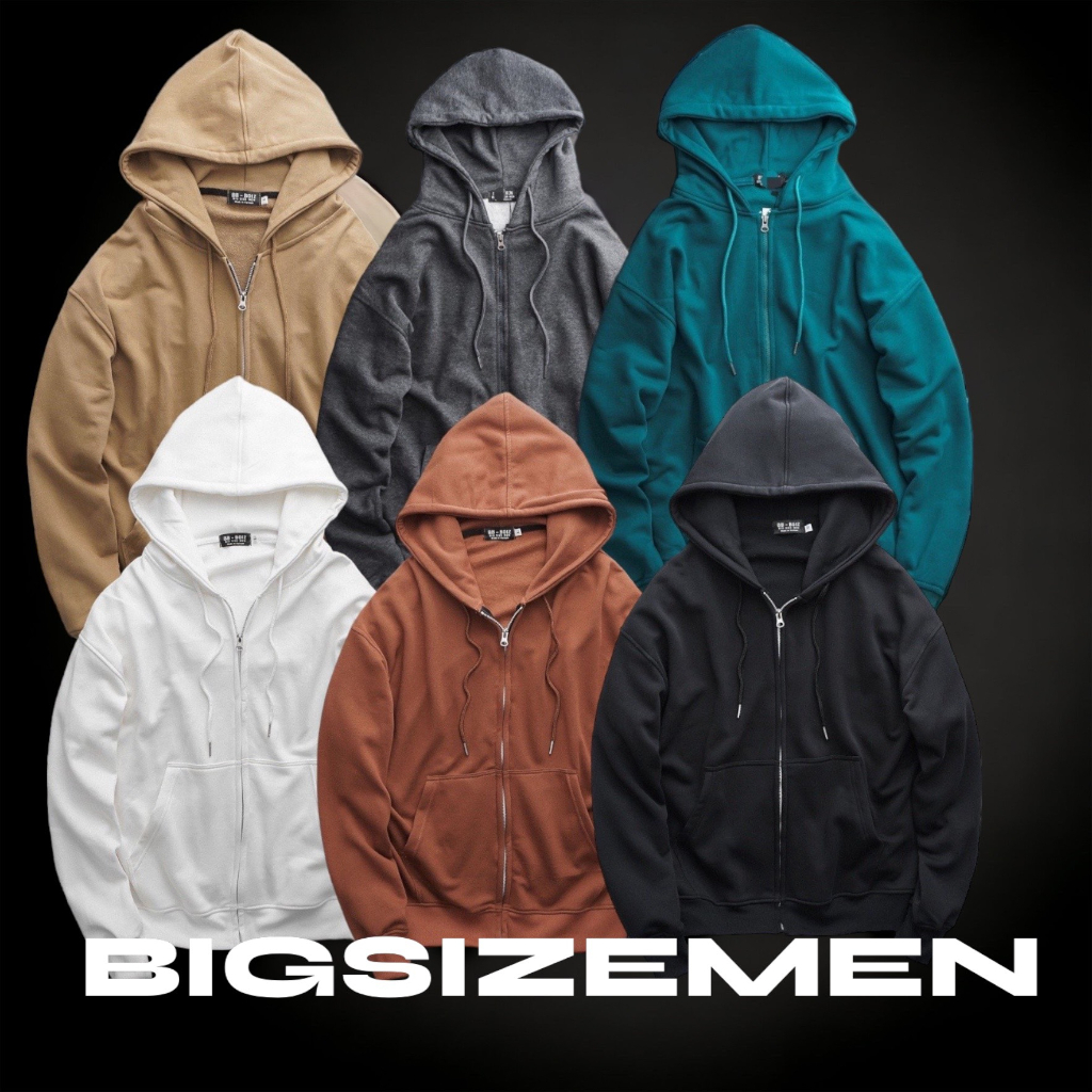 BIGSIZE - Áo khoác dây kéo nỉ trơn form bigsize men 80 - 130kg