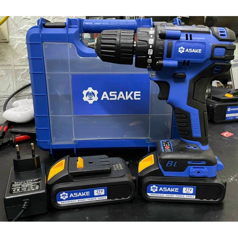 Máy khoan pin 21v phi 10 Asake chính hãng pin 5 cell