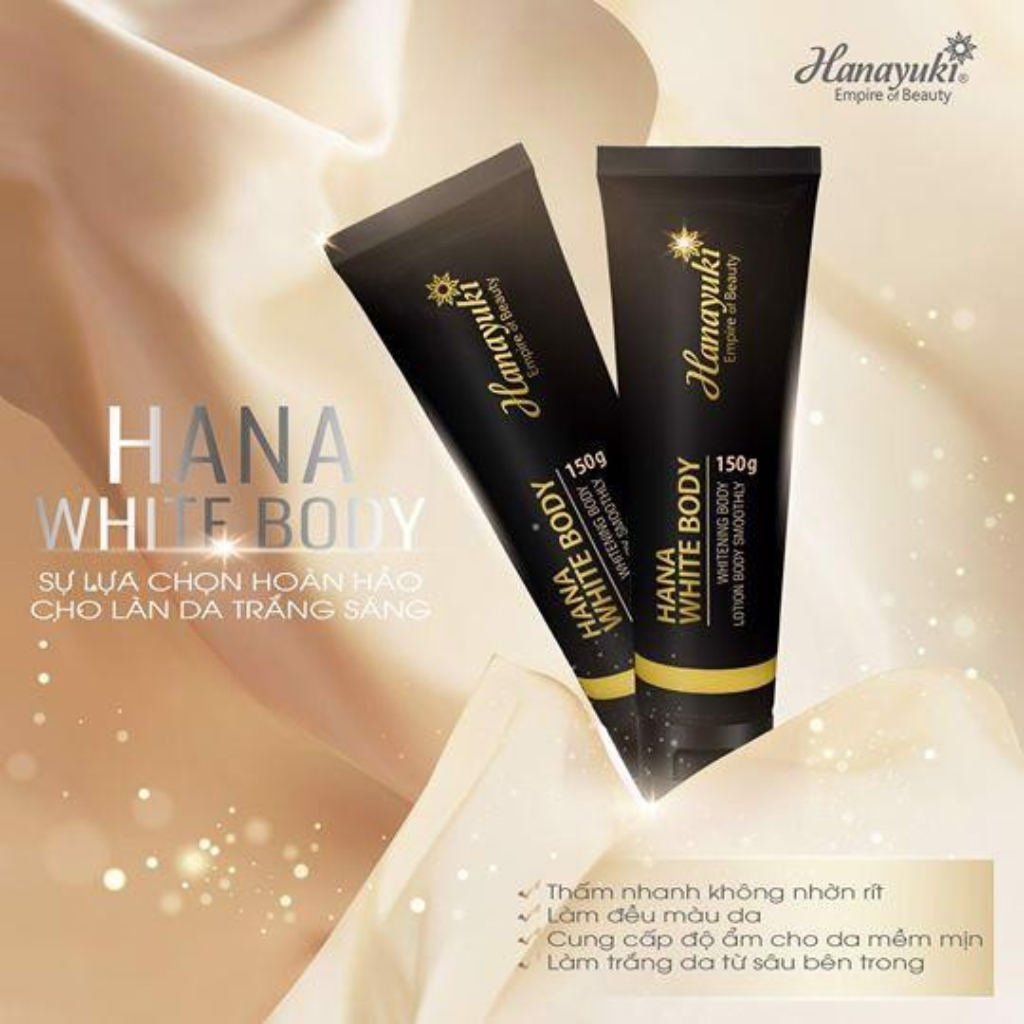 Kem Dưỡng Trắng Da Body Toàn Thân Hana White Body Hanayuki Chính Hãng 150g