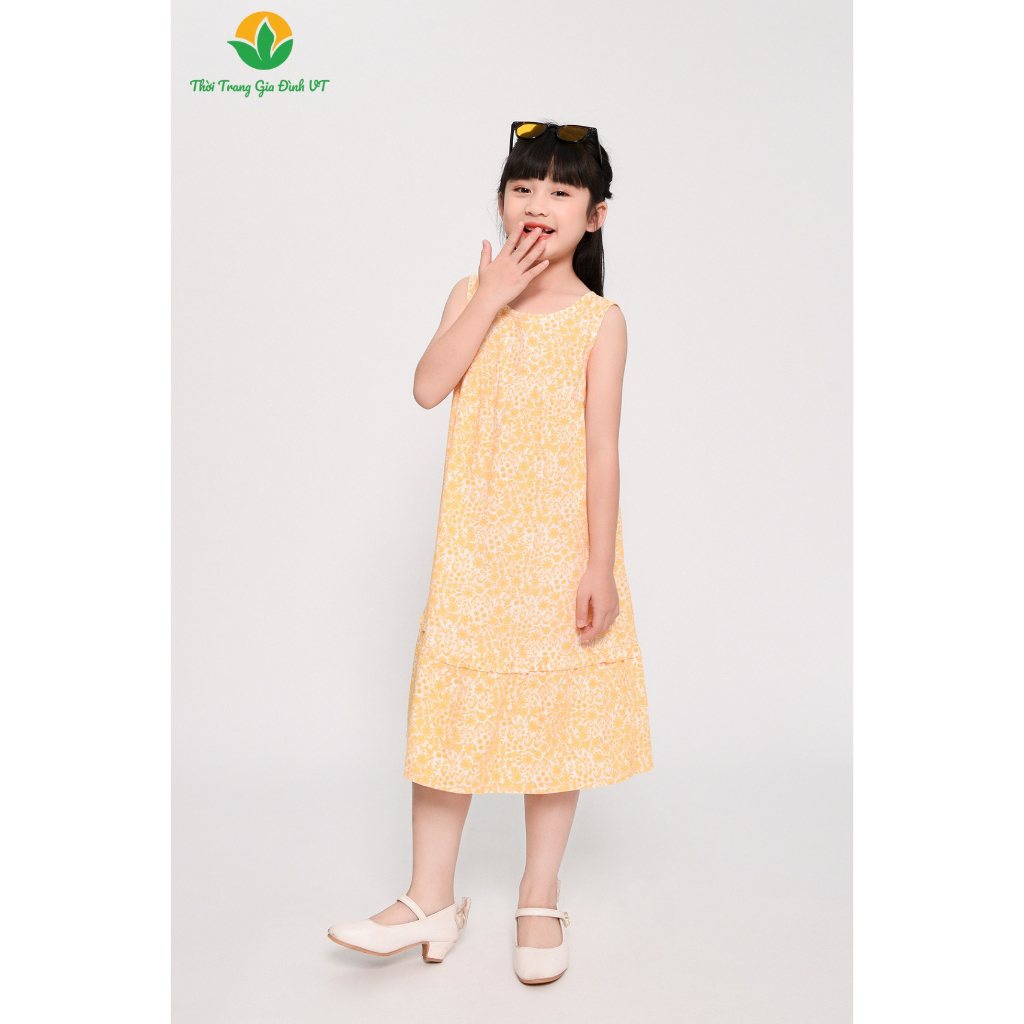 Váy sát nách cho bé gái thời trang Việt Thắng chất lanh thoáng mát - V62.2302