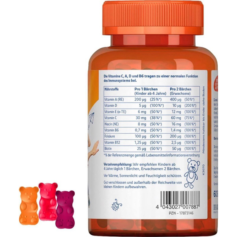 Kẹo gấu Sanostol Multi-vitamin Barchen cho trẻ em, hộp 60 viên, 120g,hàng nội địa Đức, mẫu mới