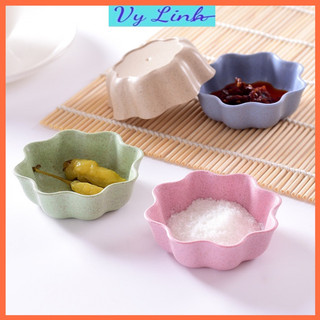 Bát ăn dặm lúa mạch mini, bát đựng nước chấm hình hoa lá C001