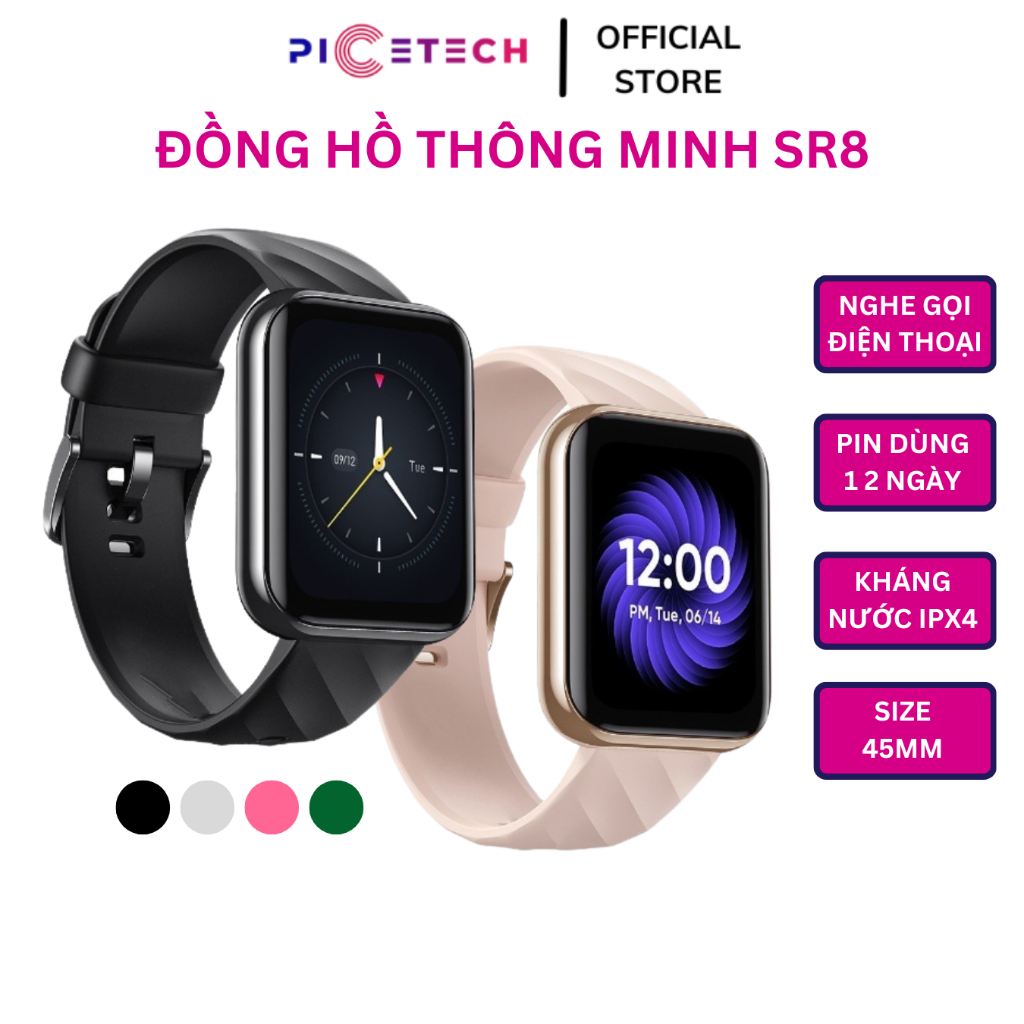Đồng Hồ SR8 - Smartwatch Thông Minh Kết Nối Bluetooth , Nghe Gọi, Nhận Thông Báo, Tập Luyện Thể Thao - Chính Hãng PICETE