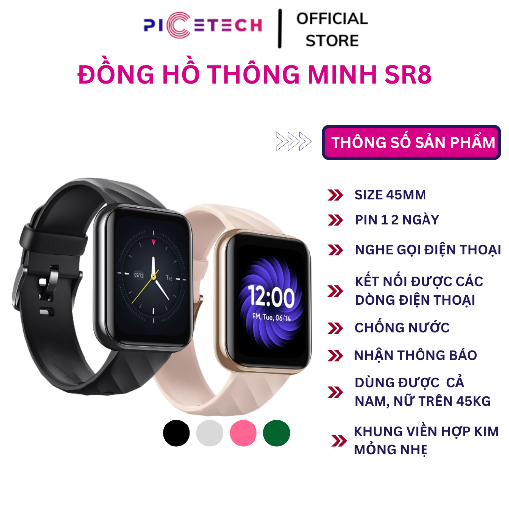 Đồng Hồ SR8 - Smartwatch Thông Minh Kết Nối Bluetooth , Nghe Gọi, Nhận Thông Báo, Tập Luyện Thể Thao - Chính Hãng PICETE | BigBuy360 - bigbuy360.vn