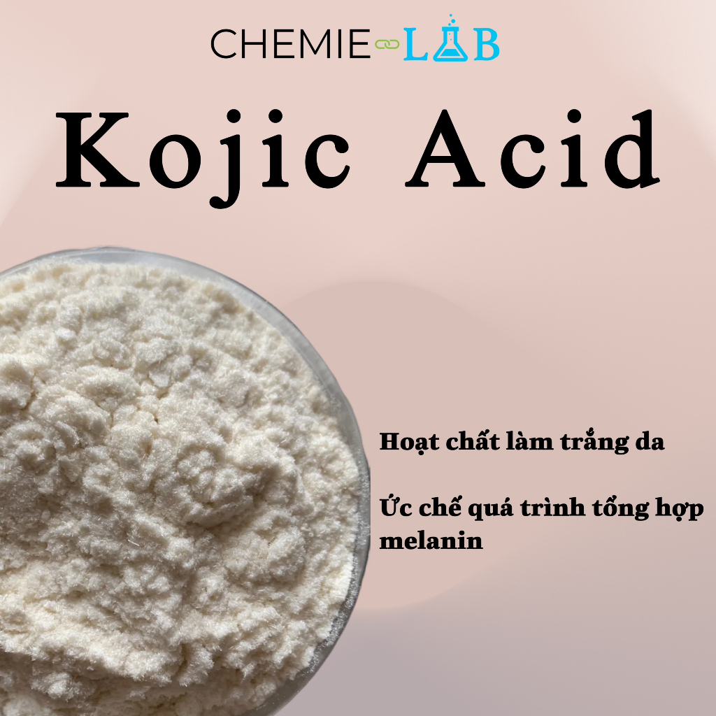 10-100g Bột 𝗞𝗼𝗷𝗶𝗰 𝗔𝗰𝗶𝗱 hoạt chất trắng da - Nguyên liệu mỹ phẩm Chemielab