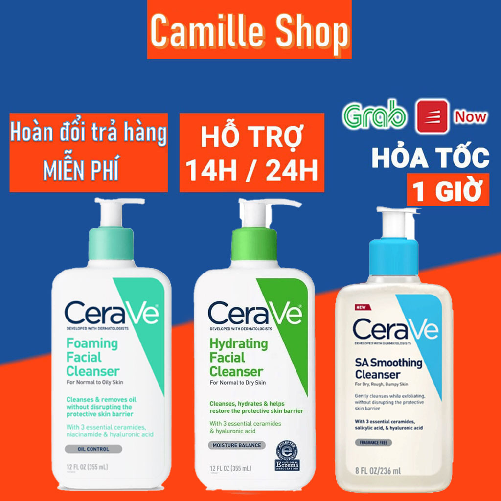 Sữa rửa mặt Cerave dịu nhẹ 236ml dành cho da dầu da khô và da nhạy cảm chính hãng