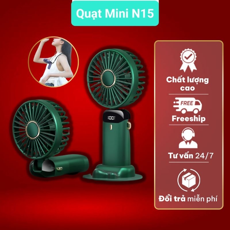 Quạt cầm tay CENLICA mini tích điện N15 4000mAh,Quạt Mini Đeo Cổ,pin trâu