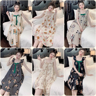Đồ bộ Pyjama nữ lụa mango, Bộ váy dây ngủ siêu mềm mịn mát