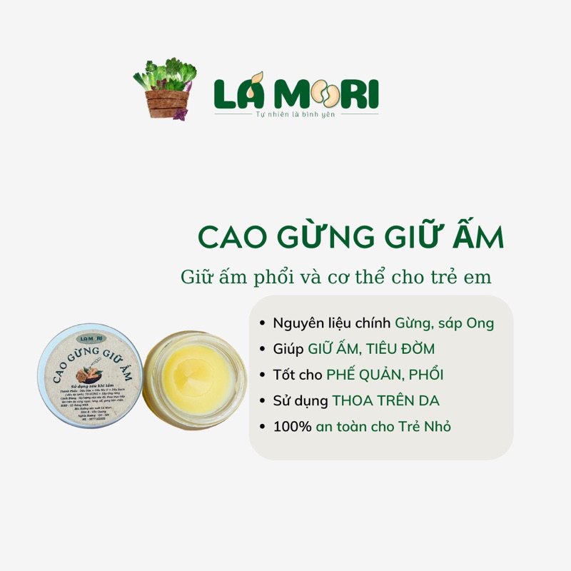 10G Cao Gừng Giữ Ấm cho em bé thiên nhiên Lá Mori
