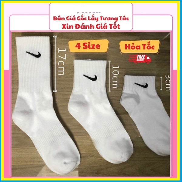Tất Vớ Nike Trắng Đen Thể Thao Cổ Ngắn Cổ Trung Cổ Cao Nam Nữ Vải Dệt Kim hàng dày