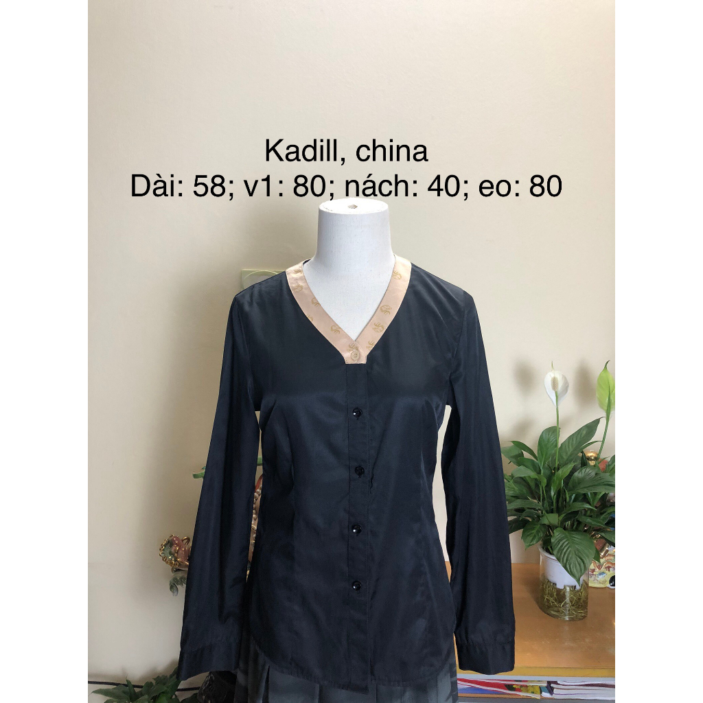 Áo sơ mi kiểu si tuyển 2hand dài tay, thô đen, cổ viền, form công sở