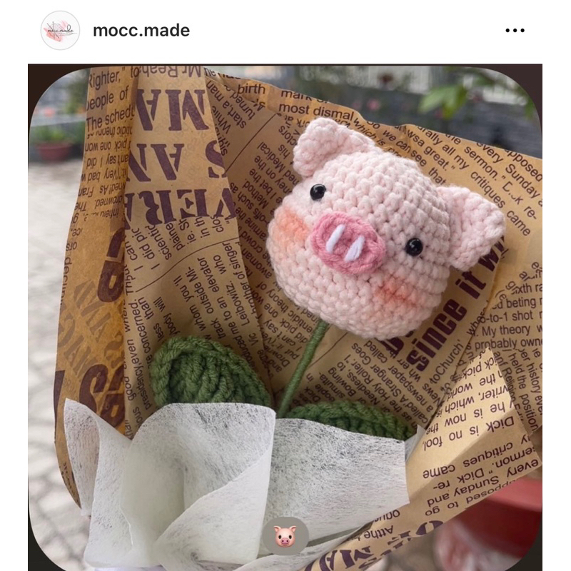 | Ảnh thật - Sẵn | Bông hoa heo len móc ( có bó sẵn )- Handmade by Mocc
