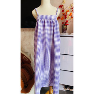 đầm suông caro dây bính