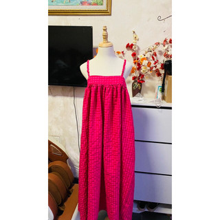 đầm suông caro dây bính