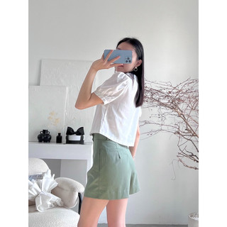 Áo linen vintage cổ bèo cột nơ ( Ảnh thật shop chụp )