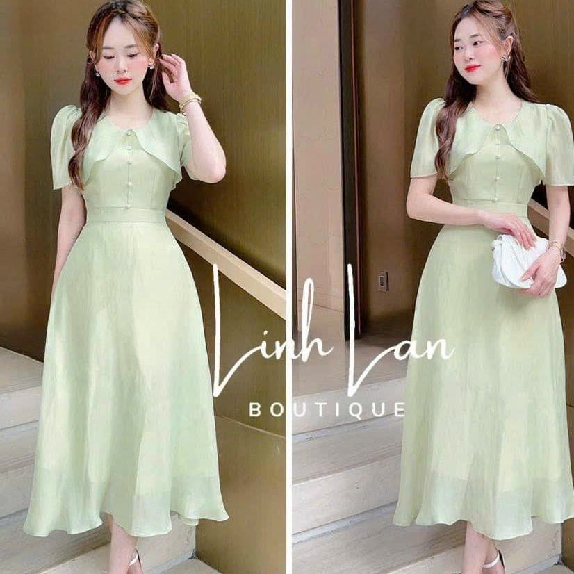 Đâm váy nữ dự tiệc cổ tròn xẻ bèo cánh tiên siêu thanh lịch thời trang nữ stclothing