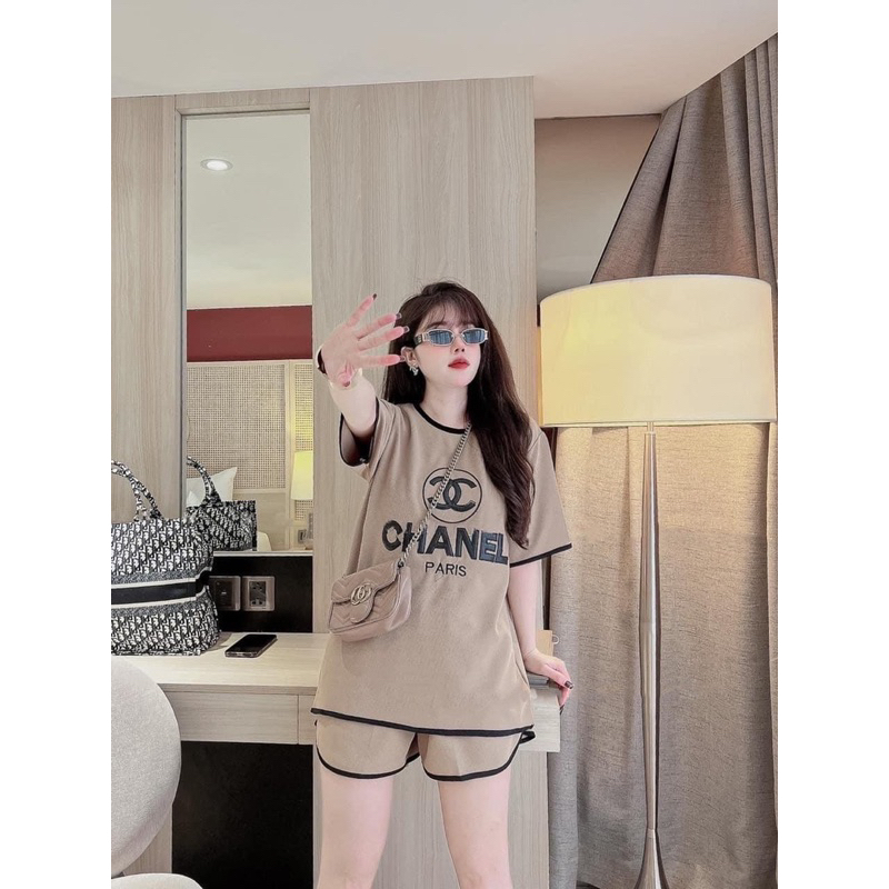 BỘ SHORT THUN COTTON ÁO THÊU CHỮ