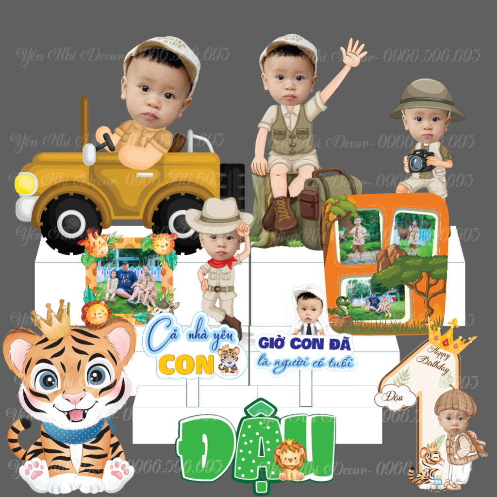 Combo chibi sinh nhật cho bé, phụ kiện sinh nhật bày bàn đẹp rẻ cho bé trai- YẾN NHI SHOP