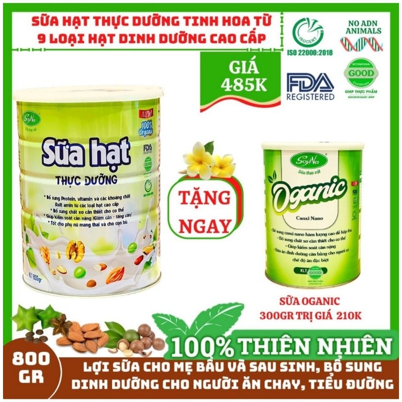 MUA 1 TẶNG 1_ Sữa Hạt Thực Dưỡng Soyna 800gr_ Mùi thơm tự nhiên dễ uống_ Giảm cân an toàn_ Đầy đủ khoáng chất_ Hsd 2025