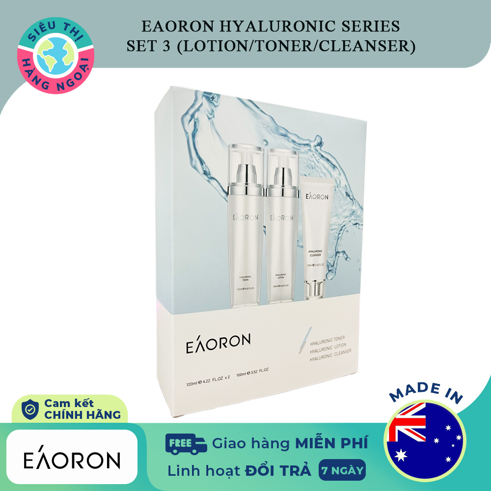 Set Eaoron chăm sóc da chuyên sâu[Eaoron Hyaluronic Toner+Hyaluronic Cleanser+Hyaluronic Lotion]
