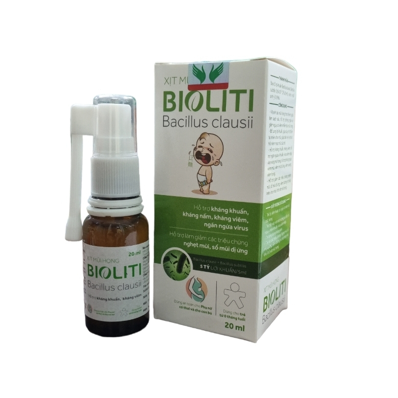 Xịt Mũi Họng BIOLITI Bacillus clausii ( Bổ sung 5 tỷ lợi khuẩn, phù hợp với mọi đối tượng, an toàn và hiệu quả)
