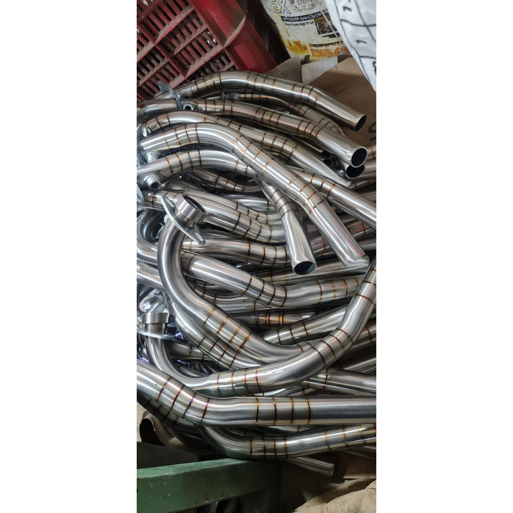 Cổ Pô Inox vân Titan Thay Thế Cổ Pô Zin Exciter 150, Winner Sonic, Satria Raider