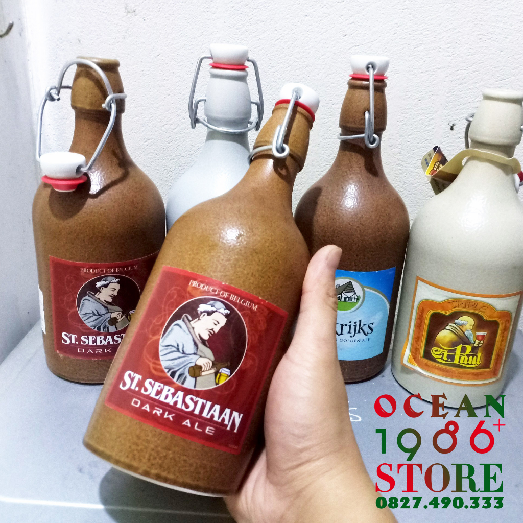 Vỏ Chai Sứ Nắp Cài (Nắp Gài) Đựng Rượu, Chất Lỏng, Nắp Đóng Mở Thông Minh 500ml - Chai Bia Bỉ Sứ