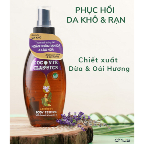 Tinh Chất Dưỡng Thể Dừa Oải Hương Cocovie 100ml - Phục Hồi Da Khô Và Rạn