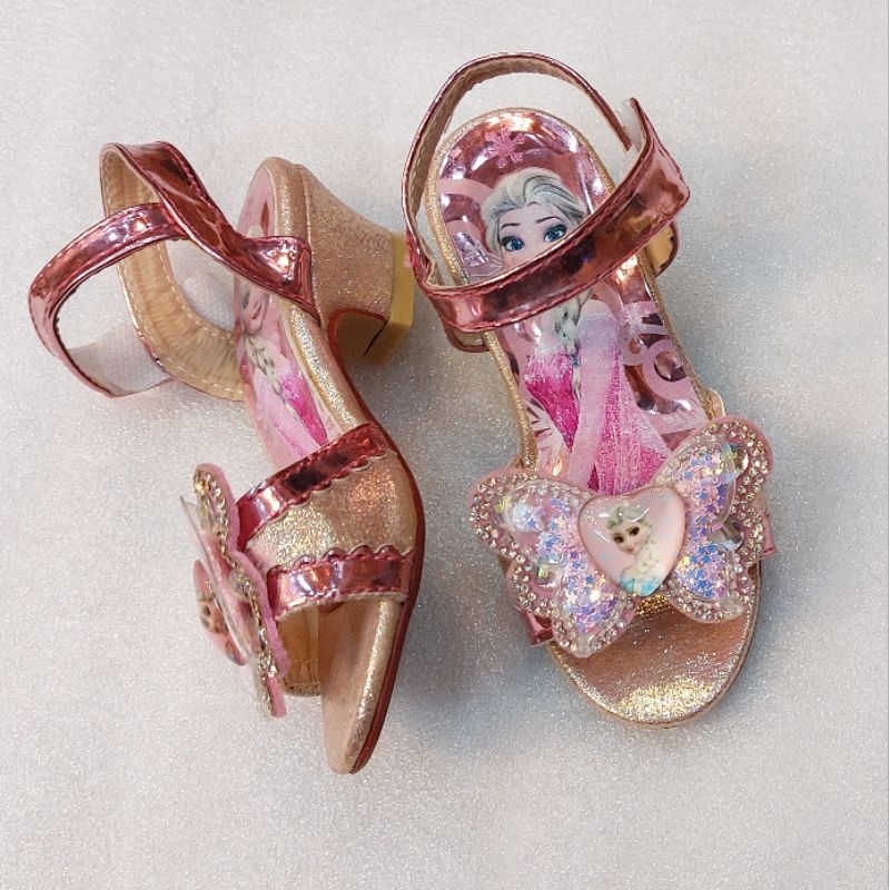 Dép sandal cho bé cao gót, dép quai nơ công chúa Elsa cho bé gái DS1D