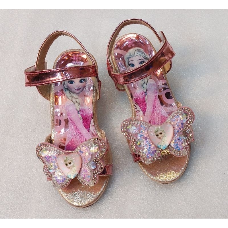Dép sandal cho bé cao gót, dép quai nơ công chúa Elsa cho bé gái DS1D