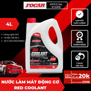 [SALE TẶNG KHĂN] Nước làm mát động cơ ô tô Focar Red Coolant 4L - Tặng khăn lau Microfiber
