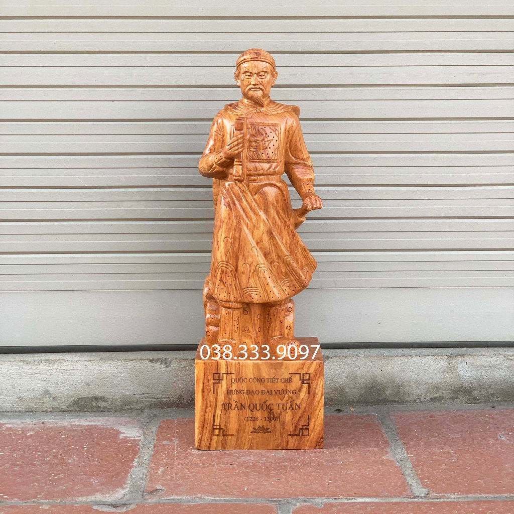 Tượng trần quốc tuấn trần hưng đạo hưng đạo vương cao 40 50cm và 60cm được làm bằng gỗ hương