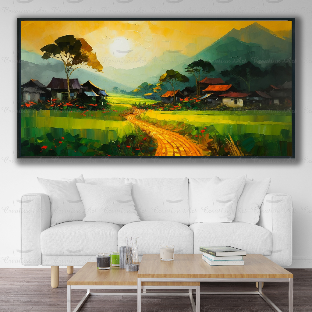 Big size - Tranh canvas - phong cảnh Việt Nam - tặng đinh 3 chân - nhận vẽ theo yêu cầu