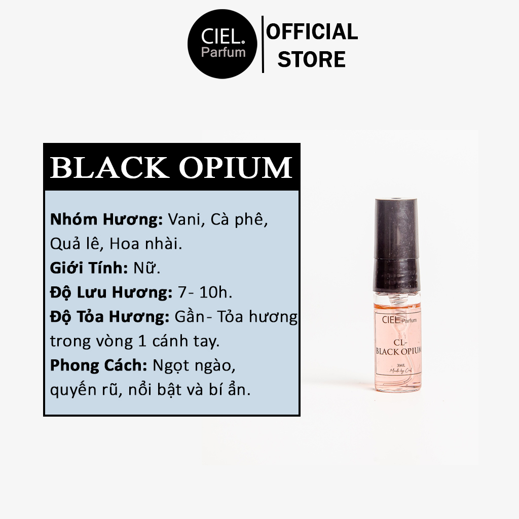 Nước hoa nữ CL BLACK OPIUM chính hãng cao cấp laco CIEL Parfum 12ml phong cách ngọt ngào, bí ẩn, quyến rũ và đầy mê lực