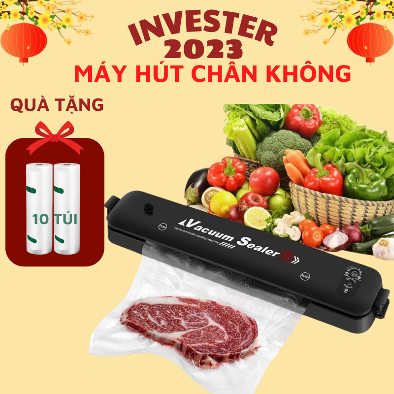 Máy Hút Chân Không Bảo Quản Thực Phẩm Vacuum Sealer Mini Cao Cấp Tự Hàn Miệng Tiện Dụng Tặng Kèm 10 Túi - Booster