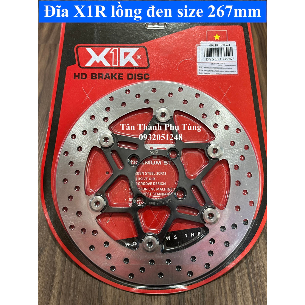 Đĩa X1R Size 267mm 4 lỗ lồng đen dầy 3.5mm (X3 X1R 267mm) phụtùngxe