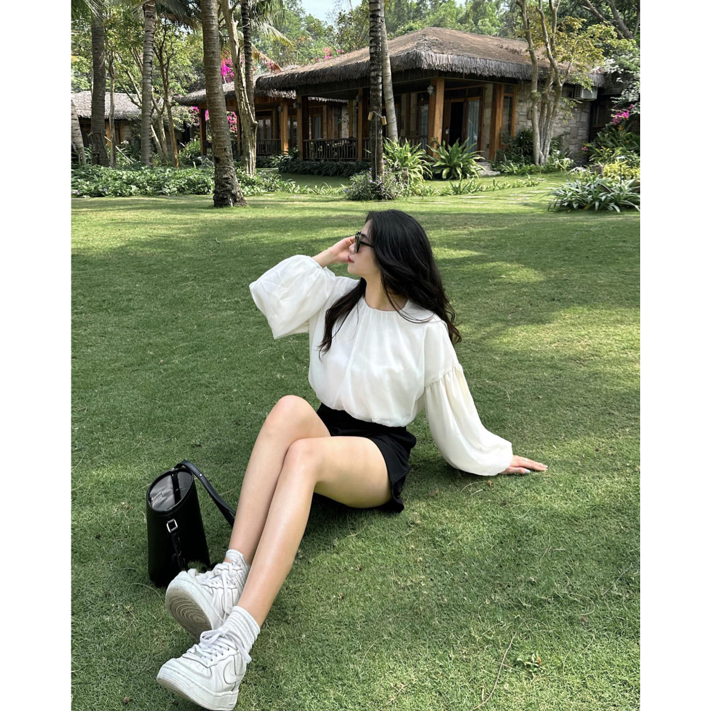 Áo croptop tay phồng, áo sơ mi dài tay 2 lớp sang chảnh - SM207 brown.clothes