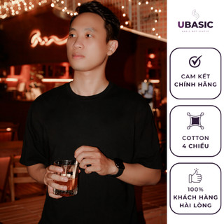 Áo Thun UBASIC Unisex Trơn Tay Ngắn Cố Tròn Màu Đen