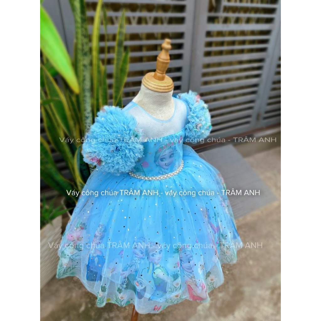 Váy công chúa elsa tay phồng