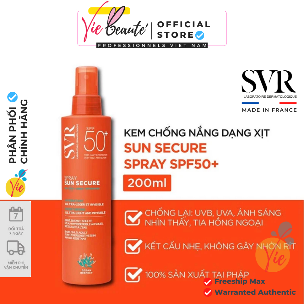 Kem Chống Nắng Dạng Xịt SVR Sun Secure Spray SPF50+ 200ml
